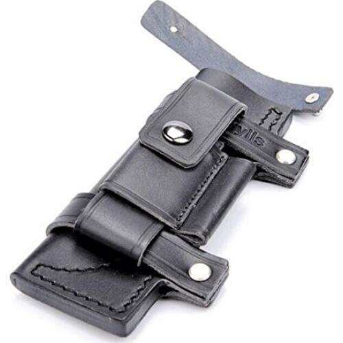 Collectable Straight Man-made Leather Belt Sheath Scabbard for 7" Fixed Knife Blade Black 20x6.5 cm