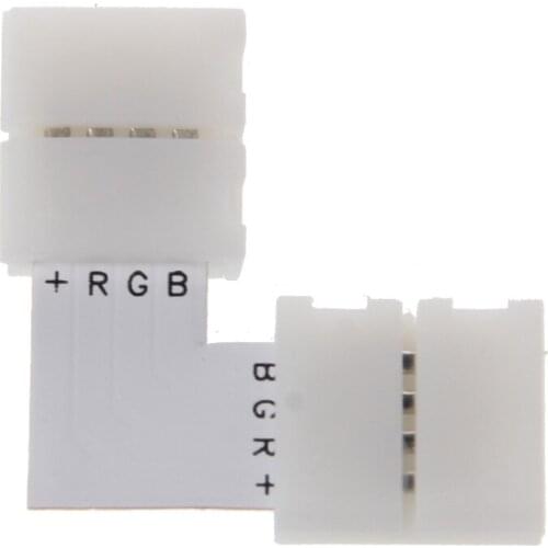 4 Pin LED Connector L Shape Corner Quick Splitter Right Angle 10mm 5050 RGB LED Strip Light