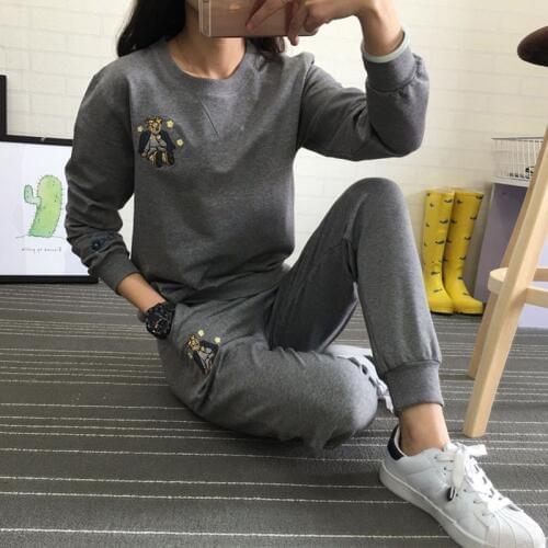 Hot Autumn Winter Tracksuit Long Sleeve Embroidery Cotton Sweatshirts 2020 Women 2 Piece Set Tops+Pants Sporting Suit Female
