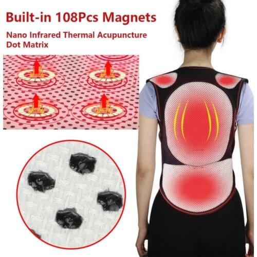 108pcs Magnets Tourmaline Self-heating Back Support Waist Brace Back Posture Vest Spine Shoulder Lumbar Posture Correction Belt