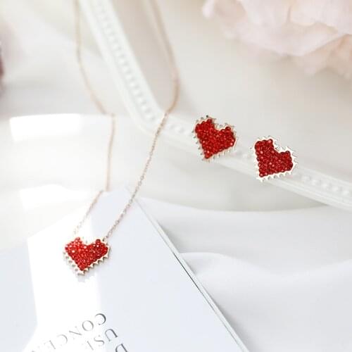 YUN RUO 2021 Rose Gold Color Luxury Qualities Fashion Red Heart Pendant Necklace Titanium Steel Jewelry Woman Gift Not Fade