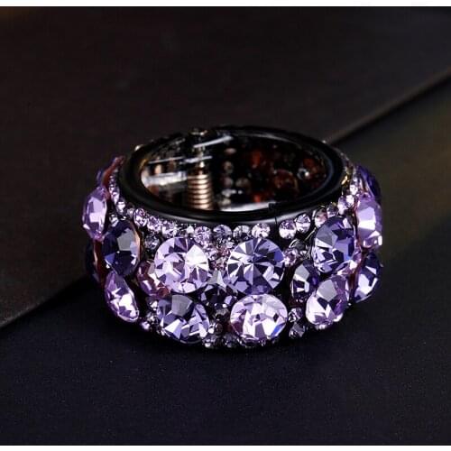 CHIMERA Ponytail Hair Clips Elegant Purple Artificial Crystal Hairpin Acrylic Barrettes Headdress Hair Jewelry for Women Girls