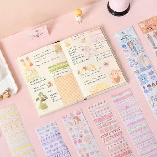 3sheets Long strip sticker DIY decorative stickers Kawaii Daily life Masking Tape stickers scrapbooing stationery sticker