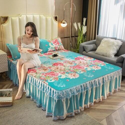 1pc Ruffle Bed Skirt +2pcs Pillowcase Thicken Sanding Bed Skirt 3pcs Set Soft Comfortable Bedspread Twin Double Size Bed Cover