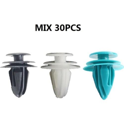 30PCS Mixed Auto Snaps Fastener Clips Fits Car Car Trunk Door Panel Fender Bumper Engine Cover Insulated Plastic Rivet