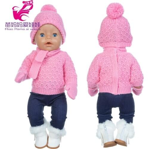40cm baby doll clothes pink sweater scarf hat gloves 18" girl doll clothes set Nenuco Ropa y su Hermanita clothes