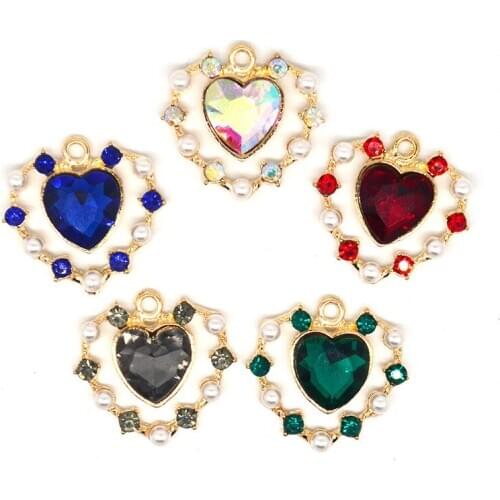 50pcs Summer wind colorful heart charm for earrings bracelet accessories handmade DIY material geometric pendant