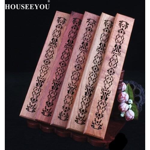 Scented Wood Carving Incense Stick Holder with Drawer Joss-stick Aromatherapy Fragrant Aroma Incense Sticks Storage Box