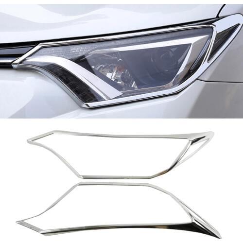 2PCS For Toyota RAV4 2016 2017 Car Auto Accessories Front Lamp Cover Headlight Cover Trim Black Tail Light Exterior Covers Trim