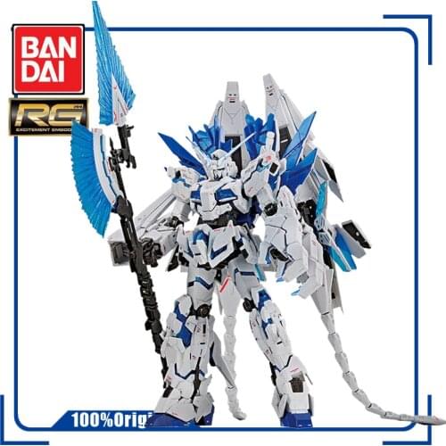 BANDAI RG 1/144 The GUNDAM Base Limited UNICORN Perfectibility Assembly Model Action Toy Figures Gifts for Children