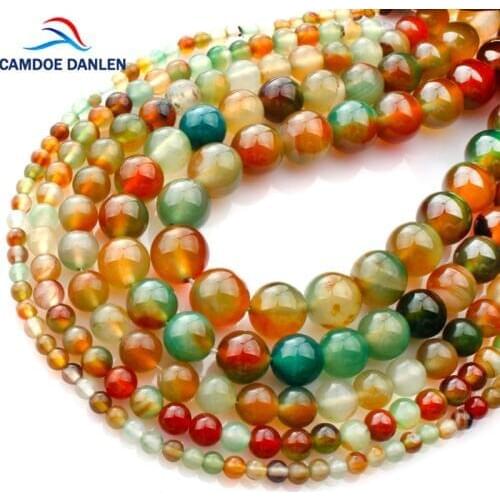 CAMDOE DANLEN Natural Stone Peacock Agates Smooth Round Loose Beads 4 6 8 10 12 14 MM Fit Diy Beads For Jewelry Making Supplies