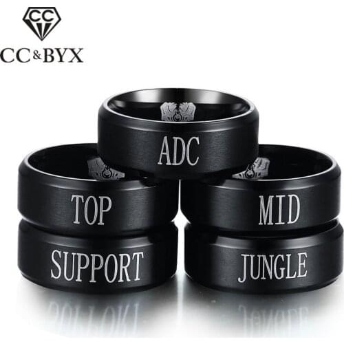 CC Vintage Heroic Alliance Rings For Men And Women Titanium Steel Game Anime Periphery LOL Team Ring Black Color Bijoux CC1345