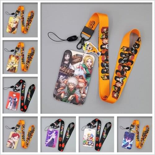 Anime Naruto Card Cover Akatsuki Uzumaki Sasuke Kakashi Itachi Garaa Retractable ID Card Holder Student Bus Card Case Kids Toys