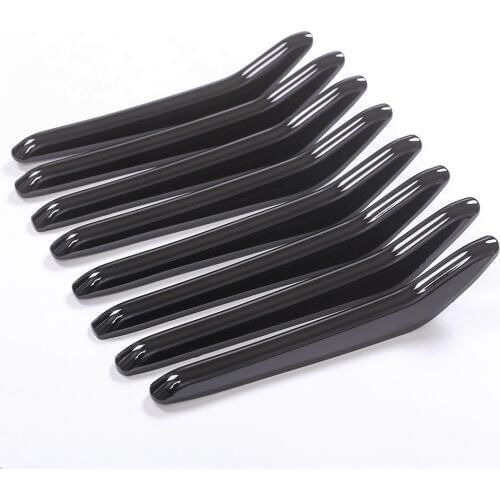 For Maserati Levante 2016 Car Accessories 8 Pcs Carbon Fiber ABS Front Grill Decoration Strips Cover Trims