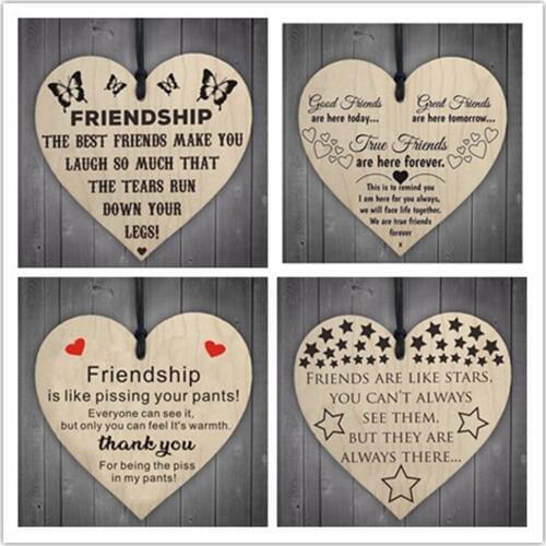 Friendship Tears Good Friends Are Like Stars Wooden Hanging Heart Best Friends Plaque Christmas Home DIY Tree Decorations