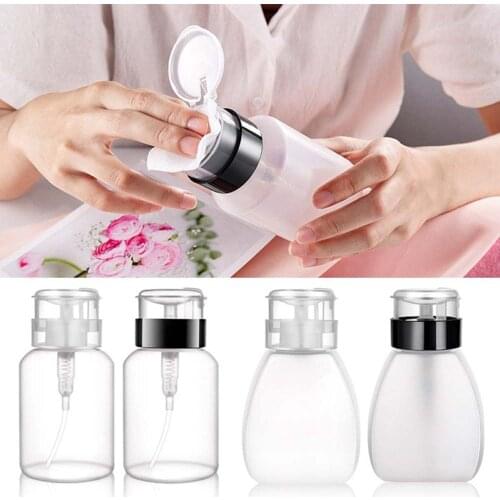 Empty Plastic Nail Polish Remover Alcohol Liquid Containers Press Pumping Dispenser Bottle For Nail Art UV Gel Cleaner