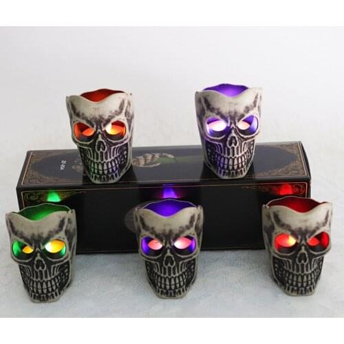 Halloween decoration ghost head candle light new bar KTV horror decoration props pumpkin lantern led skull night light