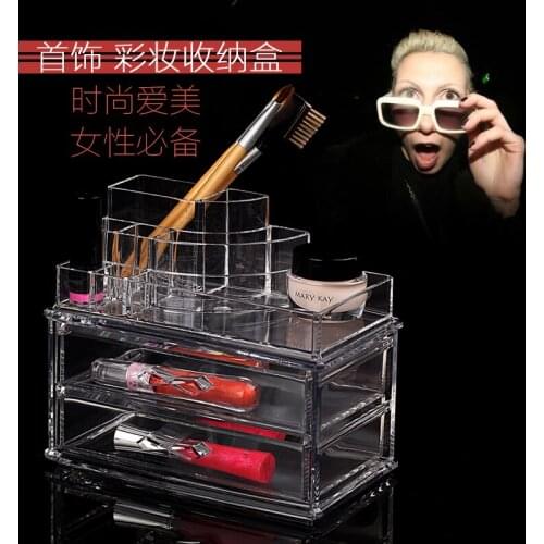 Shop declared good dressing crystal clear storage box two drawer jewelry box Desktop Multifunctional Storage PACKER Post