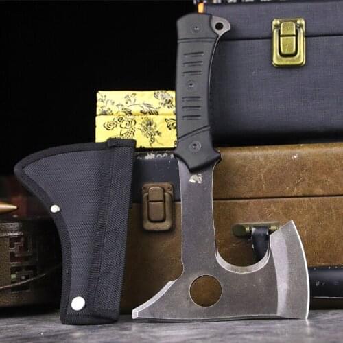 Grey Black G10 Handle Tactics Camp Small Hand Axe Jungle Outdoor Self-defense Portable Short Axe Home Slice Axe + Axe Scabbard