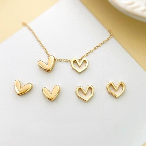 Copper Plated Real Gold Love Jewelry Material DIY Simple Heart Handmade Jewelry Accessories