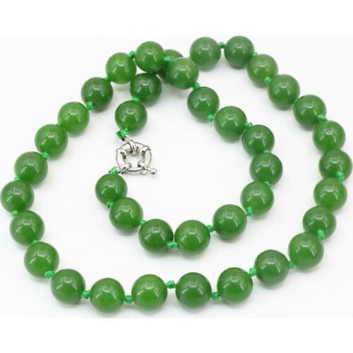 Fashion Green Jades Stone Bead Strand Necklace 8mm Round Chalcedony Beads Necklaces For Women Party Gifts Jewelry 18inch B727