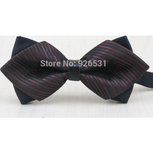 1 pcs/lot mens Novelty bowtie/coffee color stripe design pointed shape bow tie/boys formal wear bowknot gravata