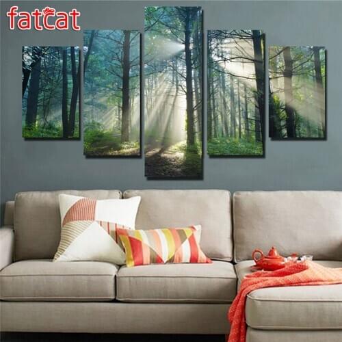 FATCAT 5 Pieces Beautiful Sunrise Natural Landscape Diy Diamond Painting Full Square Round Drill Diamond Embroidery Sale AE974