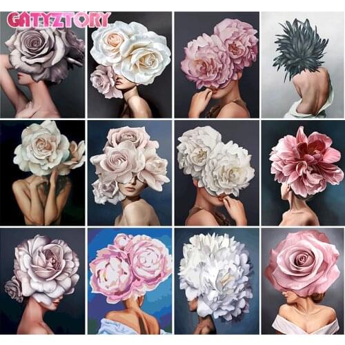 GATYZTORY 60x75cm Frame DIY Paint By Numbers Kits Flower Girl Figure Oil Paints Home Wall Artcraft Picture By Numbers Gift