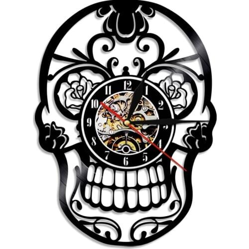 1Piece The Day of Dead l Wall Clock With Led Lighting Gothic Sugar Skull Clock Home Decor reloj digital pared Clock kitchen