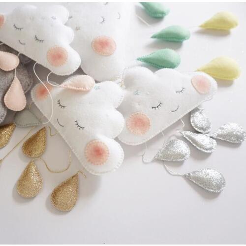 Noredic Felt Cloud Raindrops Garland Baby Room Wall Decorations Tents Decor Clouds Smiles Photography Props Christmas Gifts