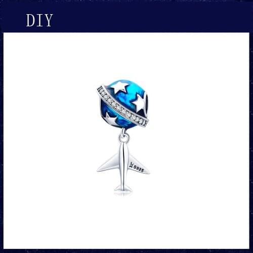 Silver Shiny Orbital Plane Fits Pandora charm Silver 925 Bead Pendant Bracelet with Fashionable DIY Jewelry