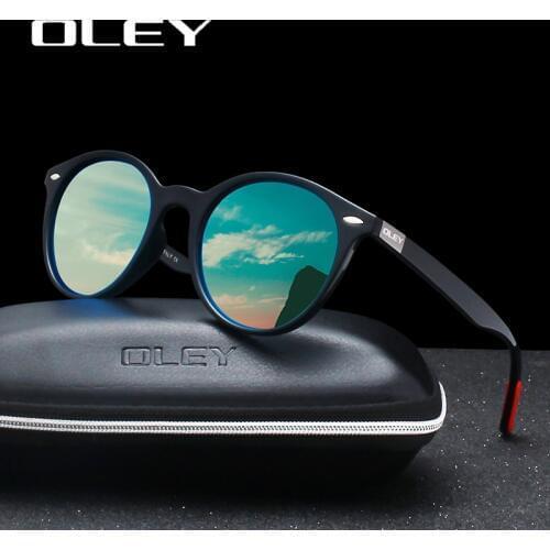 OLEY Brand Men Women Classic Retro Rivet Polarized Sunglasses Fashion circular design 100% UV400 Protection Accept custom logo