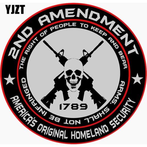 YJZT 12.7CM*12.2CM Lnterest Reflective Car Sticker 2ND AMENDMENT AMENICAS ORIGINAL HOMELAND SECUNITY Decal C1-7694