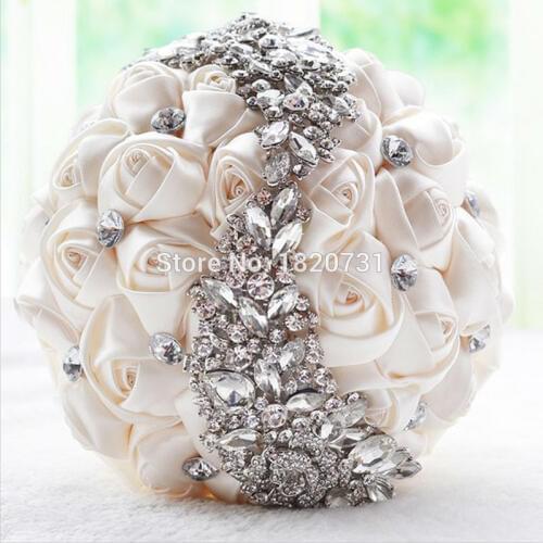 Gorgeous Crystal Wedding Bouquet Red Purple Bridal Brooch Bouquet Wedding Accessories Bridesmaid Artificial Flowers