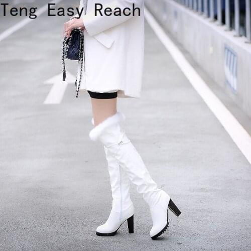 Spring Thigh High Boots Platform Winter Boots Women Over The Knee Boots Suede Long Boots High Heels Fur Plush Wedge Shoes Woman