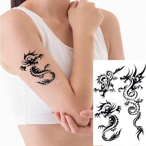 Waterproof Temporary Tattoo Sticker Black Dragon Animal Design Fake Tatoo Flash Tatto Arm Leg Body Art for Girl Women Men