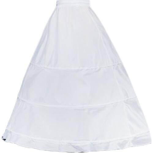 Womens Single Layer 3 Hoops White Petticoat Wedding Gridal Gown Dress Bridal Crinolines Drawstring Waist A-Line Underskirt