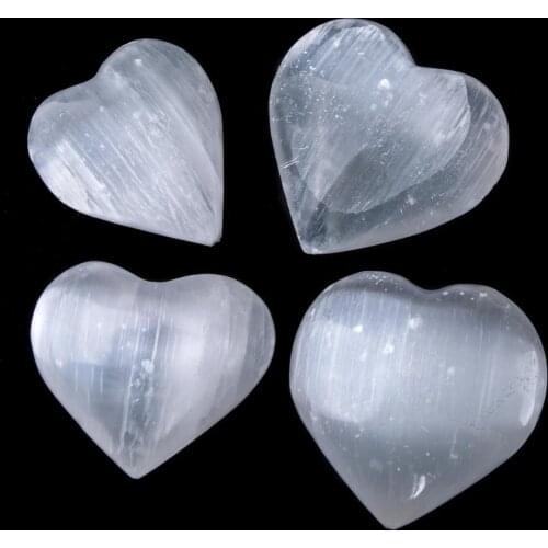 1pcs Selenite Heart Shape Natural Handmade Chakra Home Decor Reiki Healing Energy Stones Yoga Meditation Spiritual