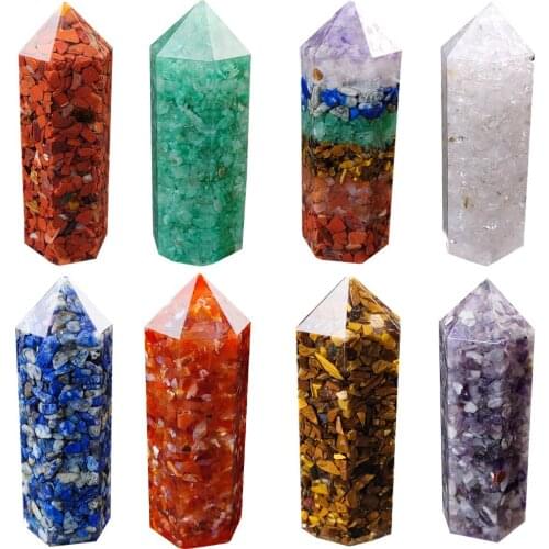 1PC Natural Crystal Orgen Chakra Energy Hexagonal Column Ornaments Gravel Healing Reiki Stone Specimen Craft Home Decoration