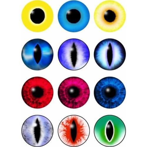 10mm 14mm 16mm 12mm 20mm 25mm 396 12pcs/lot Eye Mix Round Glass Cabochons Jewelry Findings 18mm Snap Button Charm Bracelet