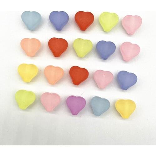 20pcs 12mm Acrylic Heart-shaped Beads Loose Spacer Beads for Jewelry Making DIY Handmade Accessories (Hole:2.5mm)