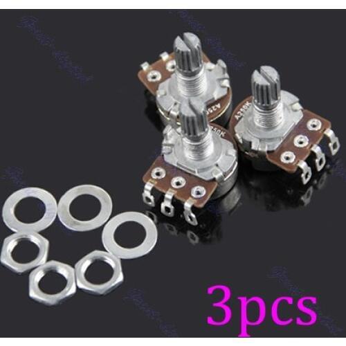 3 Pcs Guitar Potentiometer A250k Split Shaft Pots Audio Tone Switch Control M18