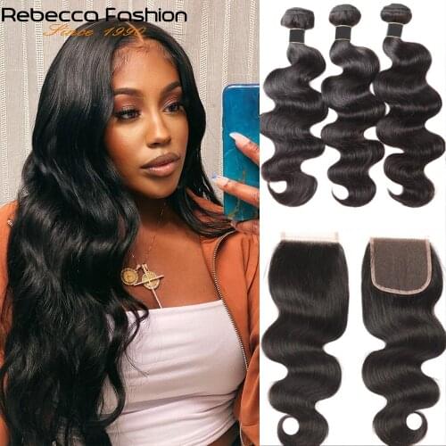 30 Inch Brazilian Body Wave Bundles With Closure Brazilian Remy Human Hair Weave 3 4 Bundles With Closure