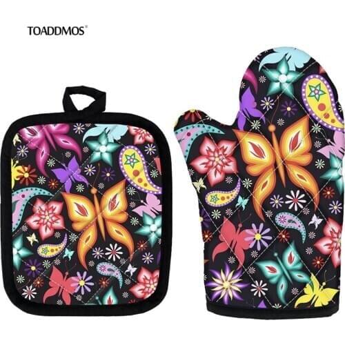 3D Funny Animal Butterfly Printed Fashion Insulation Pads Microwave Oven Mitts Set of 2 Decorative Kitchen Gift Pot Holders 2021