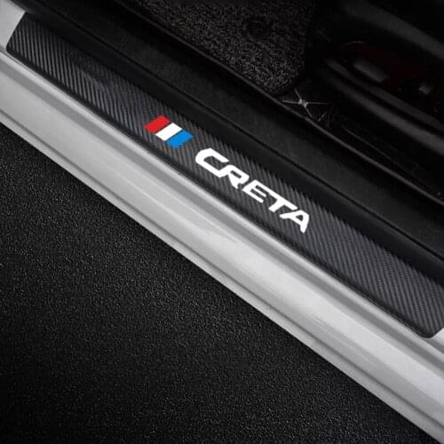 4 pcs car door sill protector leather carbon fiber vinyl stickers Car Accessories For Hyundai CRETA ix25 2020 mats Car Sticker