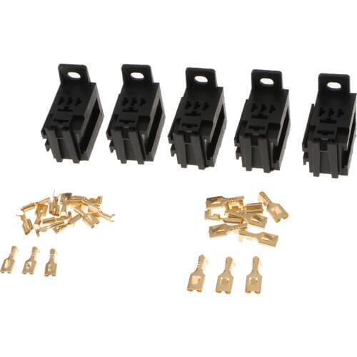 5 Pcs Connector 4-Pin Auto Automotive Relay Socket & Terminals For Truck RV Motorhome Caravan Yacht Boat Car Accessories