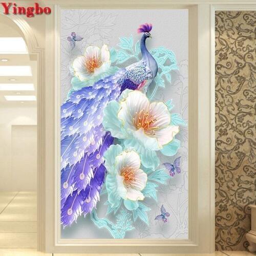 Full Square/Round Diamond Embroidery Peacock flower Picture Of Rhinestones DIY Diamond Painting Needlework Handmade Home Decor
