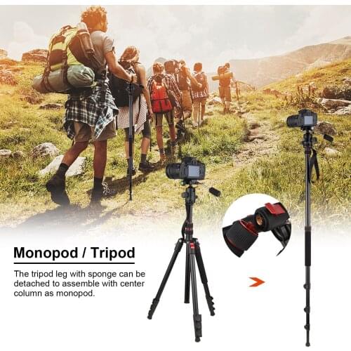 Andoer Professional Camera Tripod Stand Monopod 200cm 8KG Payload QR Ball Head Carrying Pouch for DSLR SLR Camera Travel