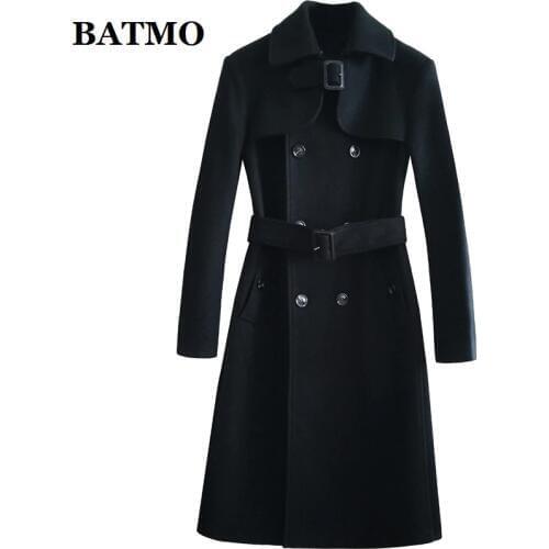 BATMO 2019 new arrival autumn&winter high quality wool casual trench coat men,mens long trench coat ,plus-size S-6XL 9901