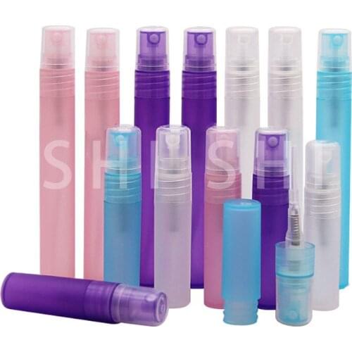 100pcs Frosted Perfume Spray Bottle Plastic Fine Mist Atomizer Pumps for Perfume, Essential Oils Cosmetic Container 3ml 5ml 10ml